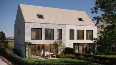 Tuinzijde van de woningen